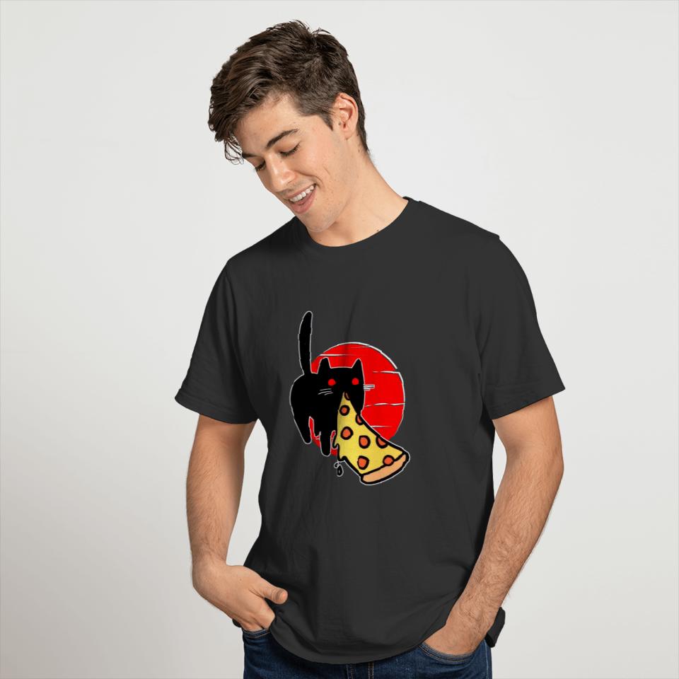 scary pizza cat T-shirt