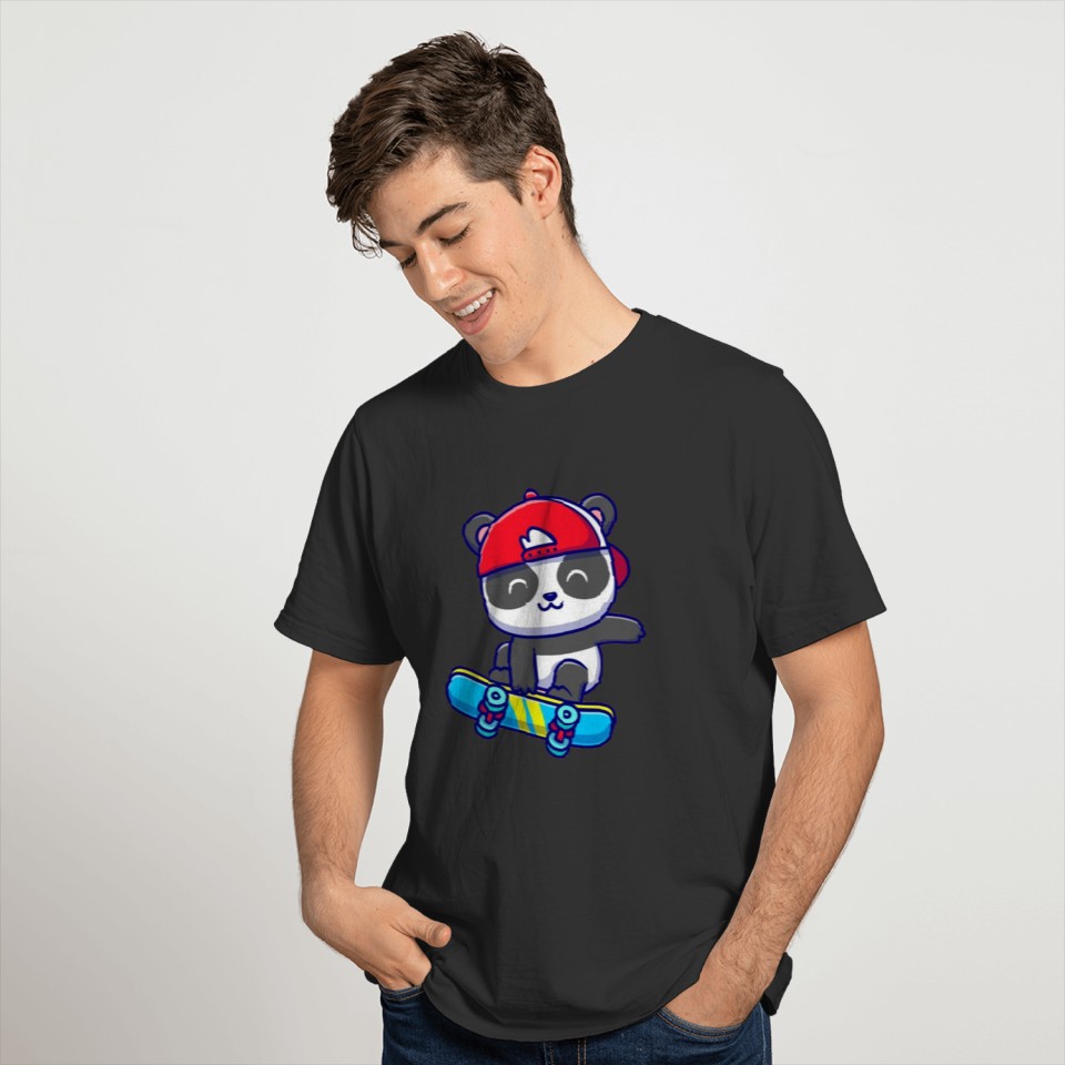 Cute Panda Playing Skateboard T-shirt