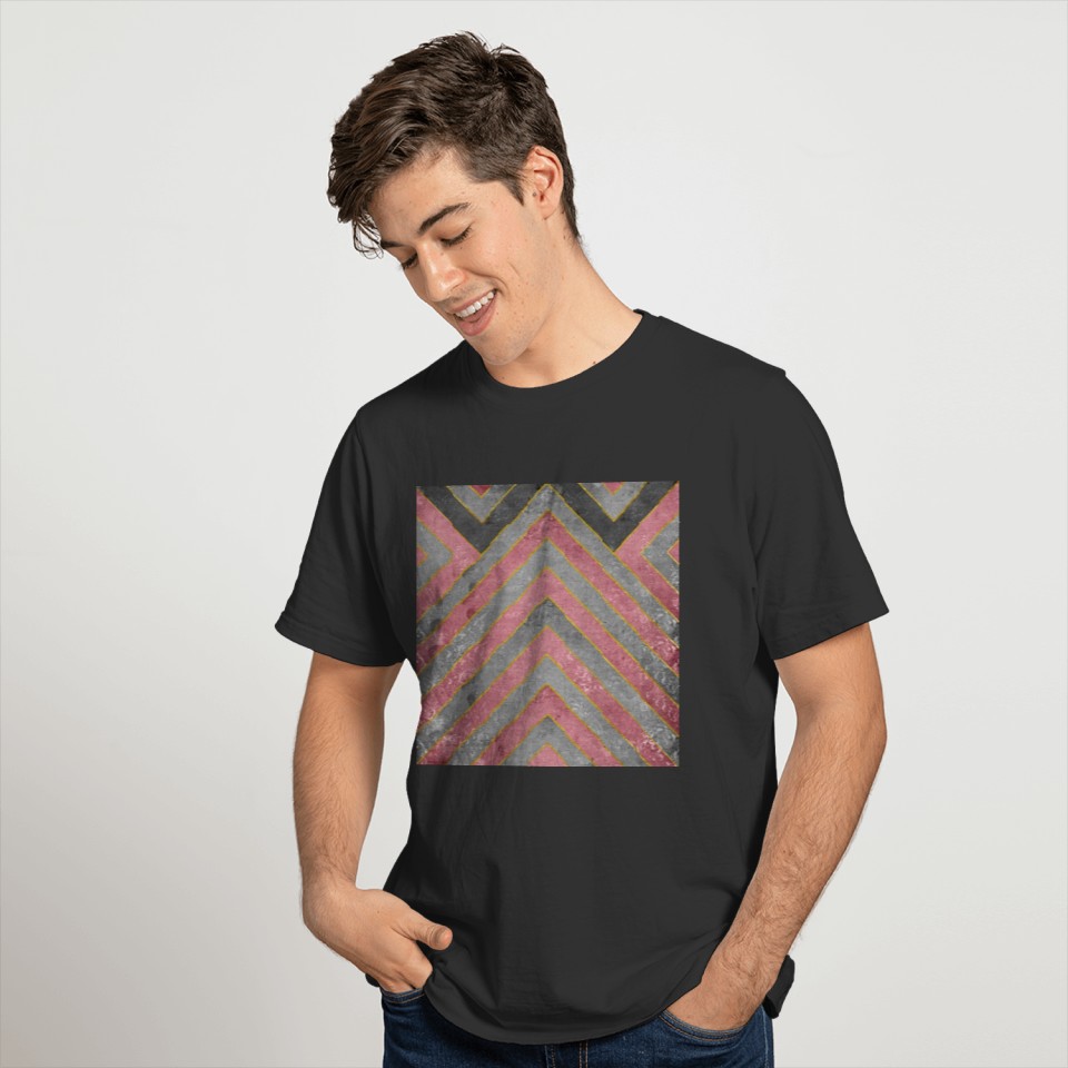 Rose Gold and Grey Geometrical Design T Shirts