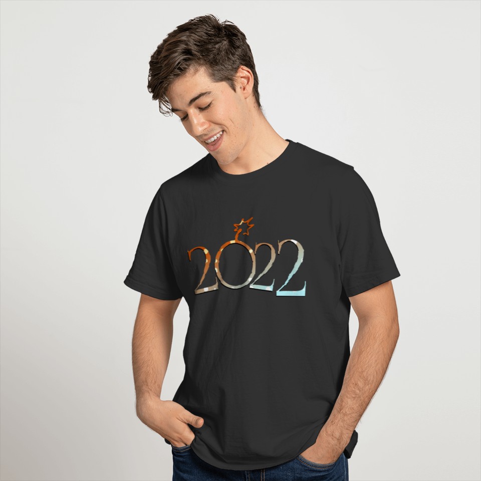 2022 Happy New Year with Colorful text T-shirt