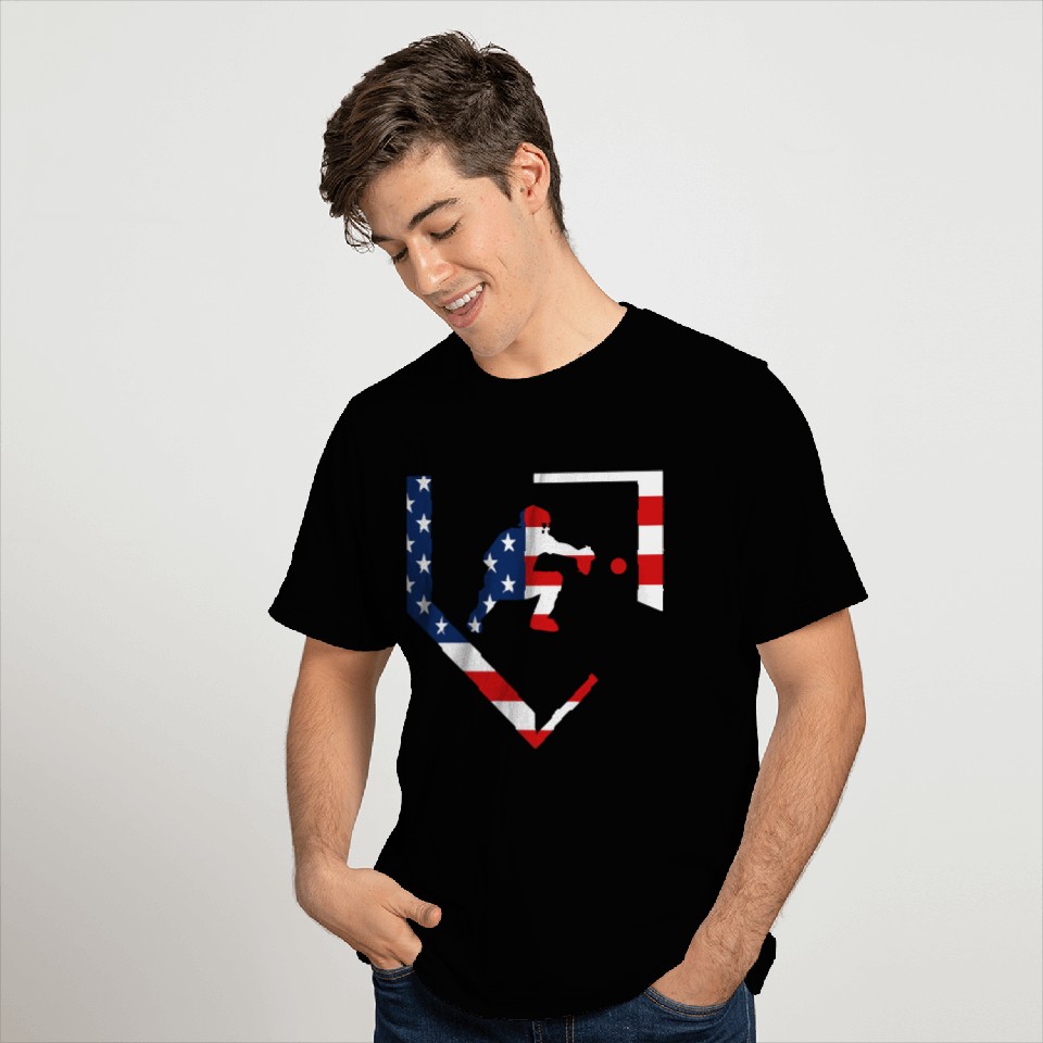American Flag Graphic Baseball Catcher Gear Baseba T Shirts