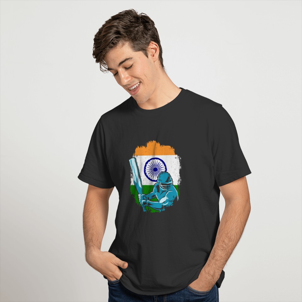 India Cricket Player Indian Flag Cricket Fan T-shirt