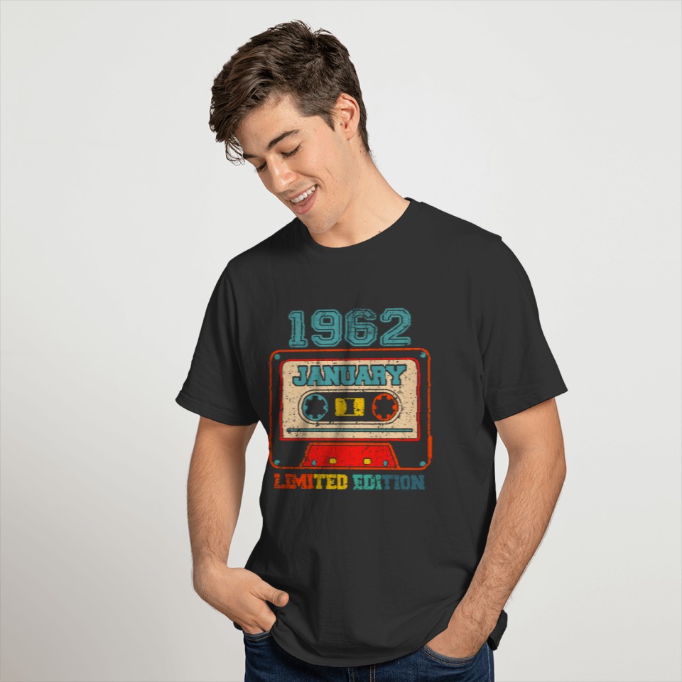 Vintage January 1962 Cassette Tape 60th Birthday T Shirts