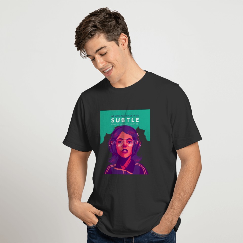 listen to music stylish girl T-shirt