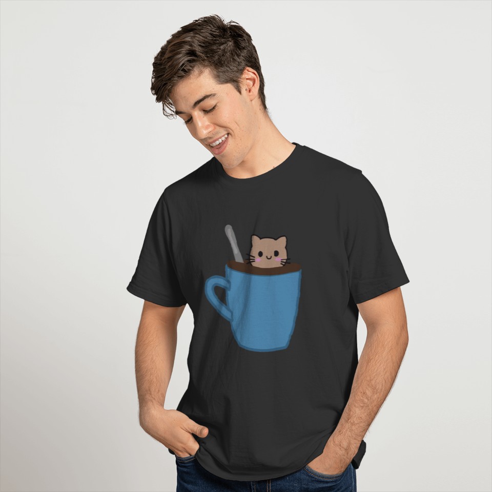 kawaii cat in hot chocolate cup T Shirts