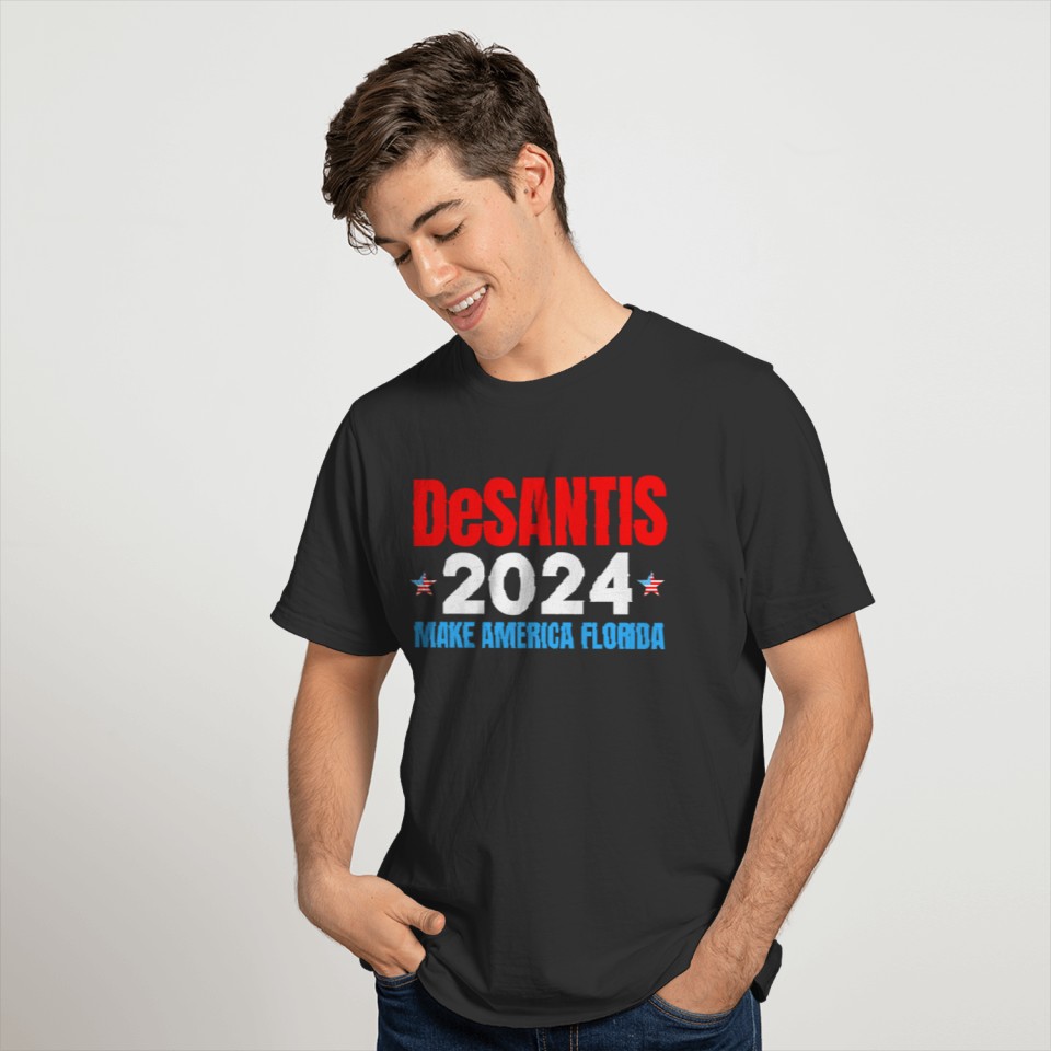 DeSANTIS 2024 Make America Florida Red White Blue T-shirt