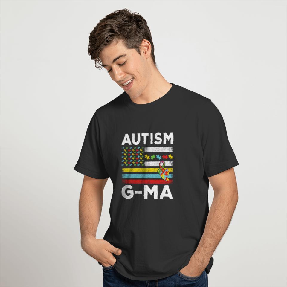 Grandmom Ma Special Puzzle Flag Autism Awareness T-shirt