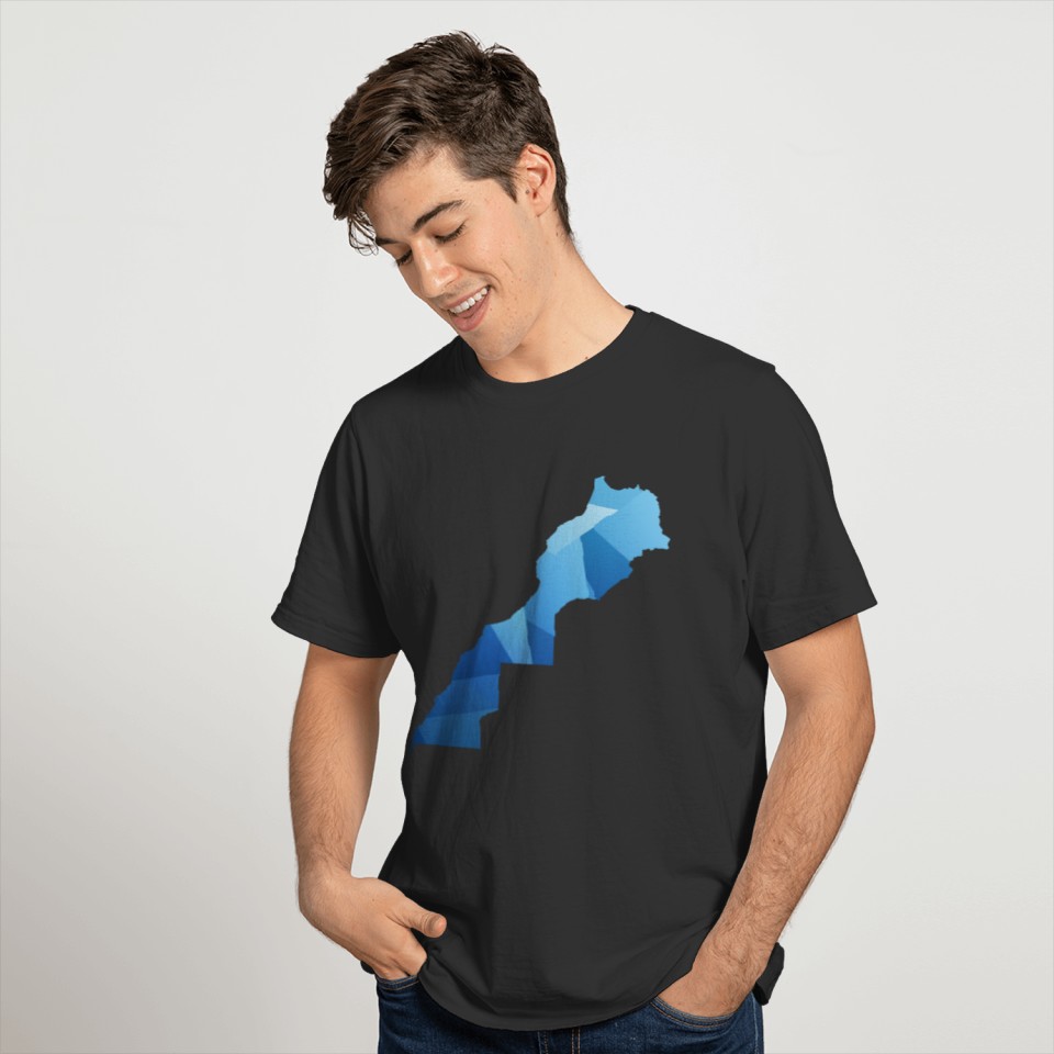Morocco Map In Blue Style For Moroccans T-shirt