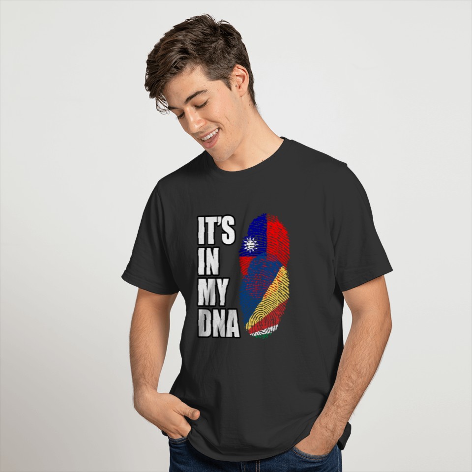 Taiwanese And Seychellois Mix Heritage DNA Flag T-shirt