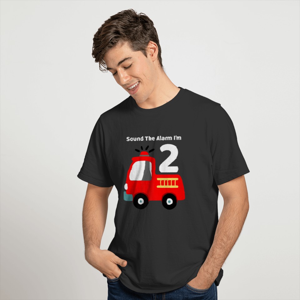Fire Fighter Truck 2 Year Old Birthday 2nd Bday T-shirt