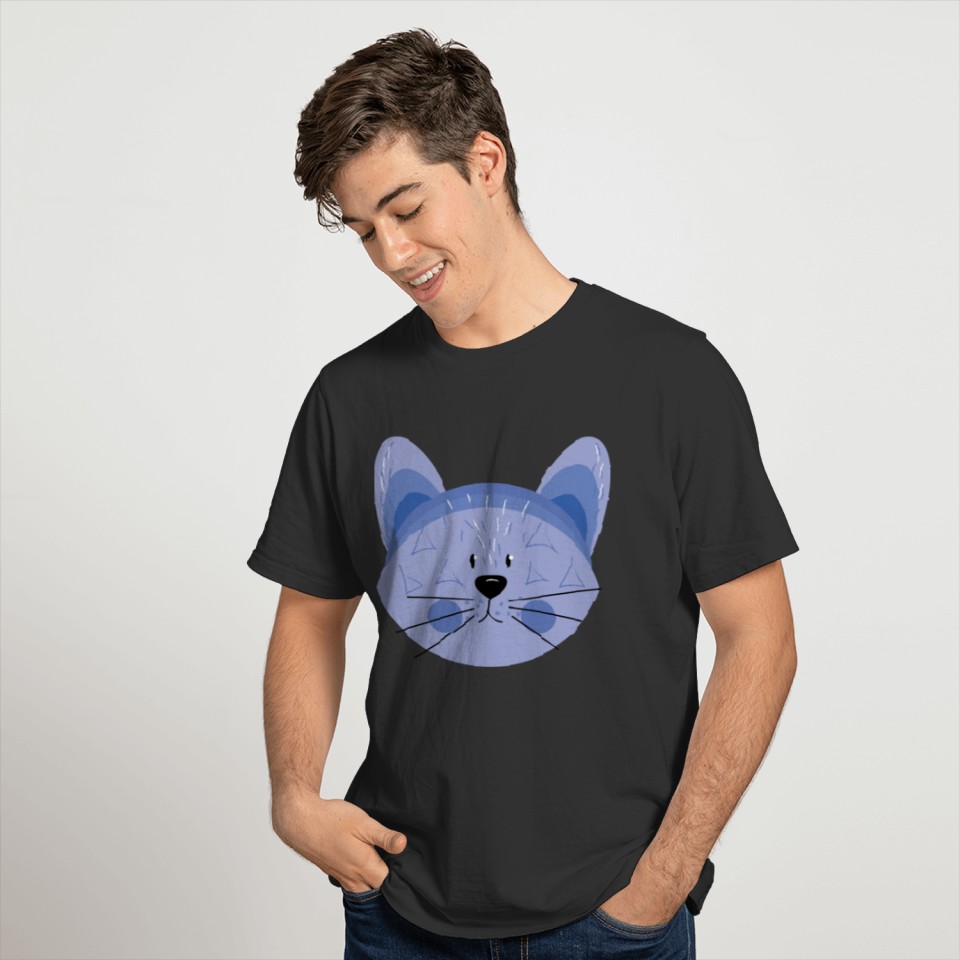 Cat Face Blue T-shirt