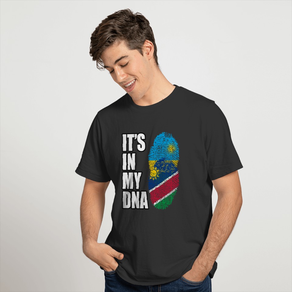 Rwandan And Namibian Vintage Heritage DNA Flag T-shirt