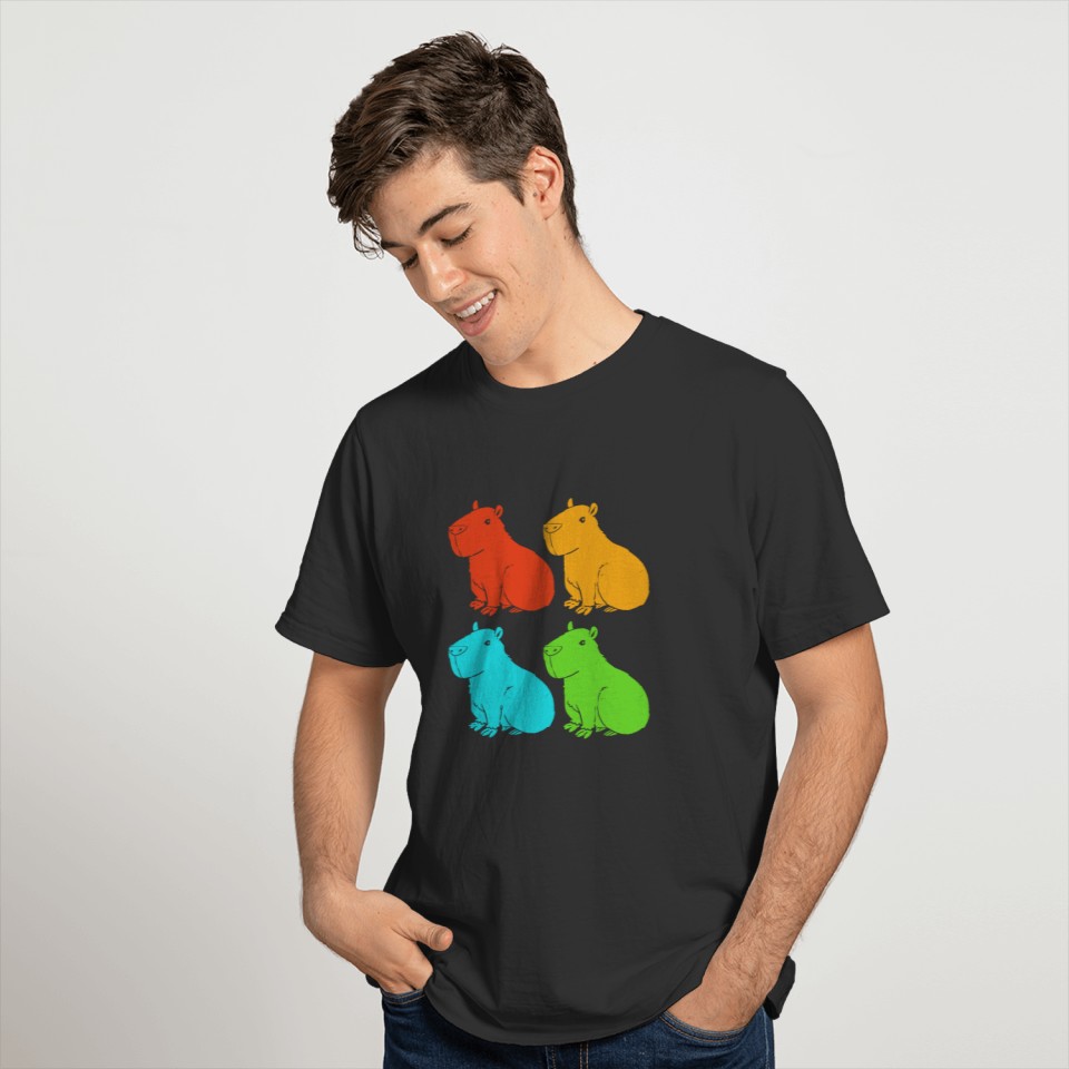 Colorful Zoo Animals Team Rodent Capybara Squad T Shirts