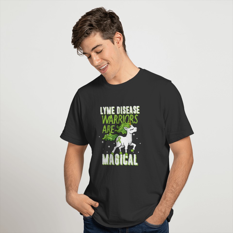 Lyme Disease Warrior Magical Unicorn Ticks Green T-shirt