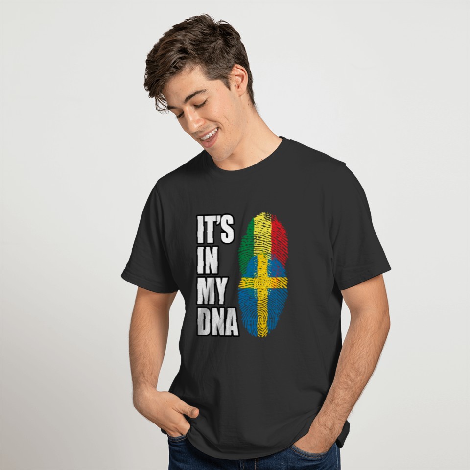 Senegalese And Swedish Vintage Heritage DNA Flag T-shirt
