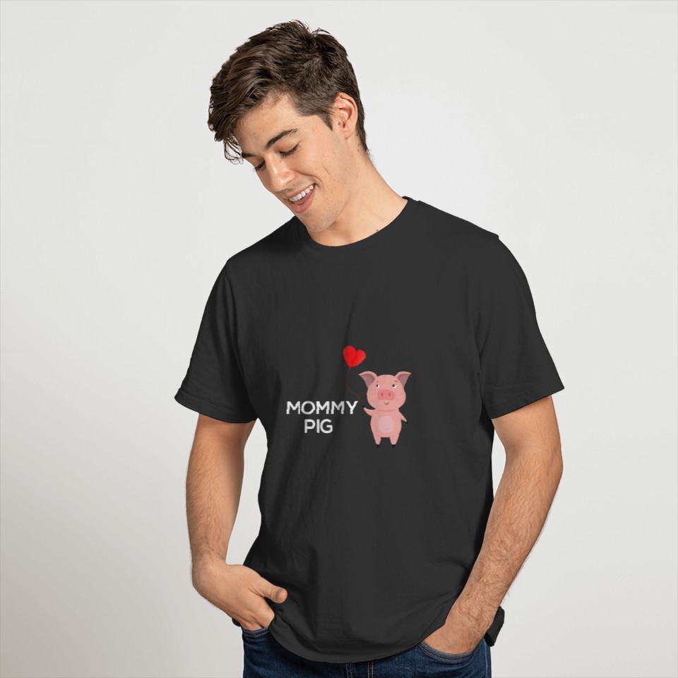 Mommy Pig Lover Heart Baby Pig Balloon Holder T-shirt