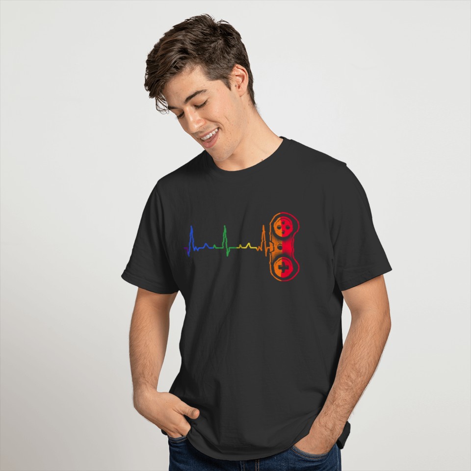 Gamer Heartbeat Rainbow Pride Month Video Game T-shirt