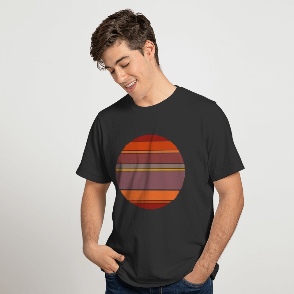 Retro Sunset Background Circle T-shirt