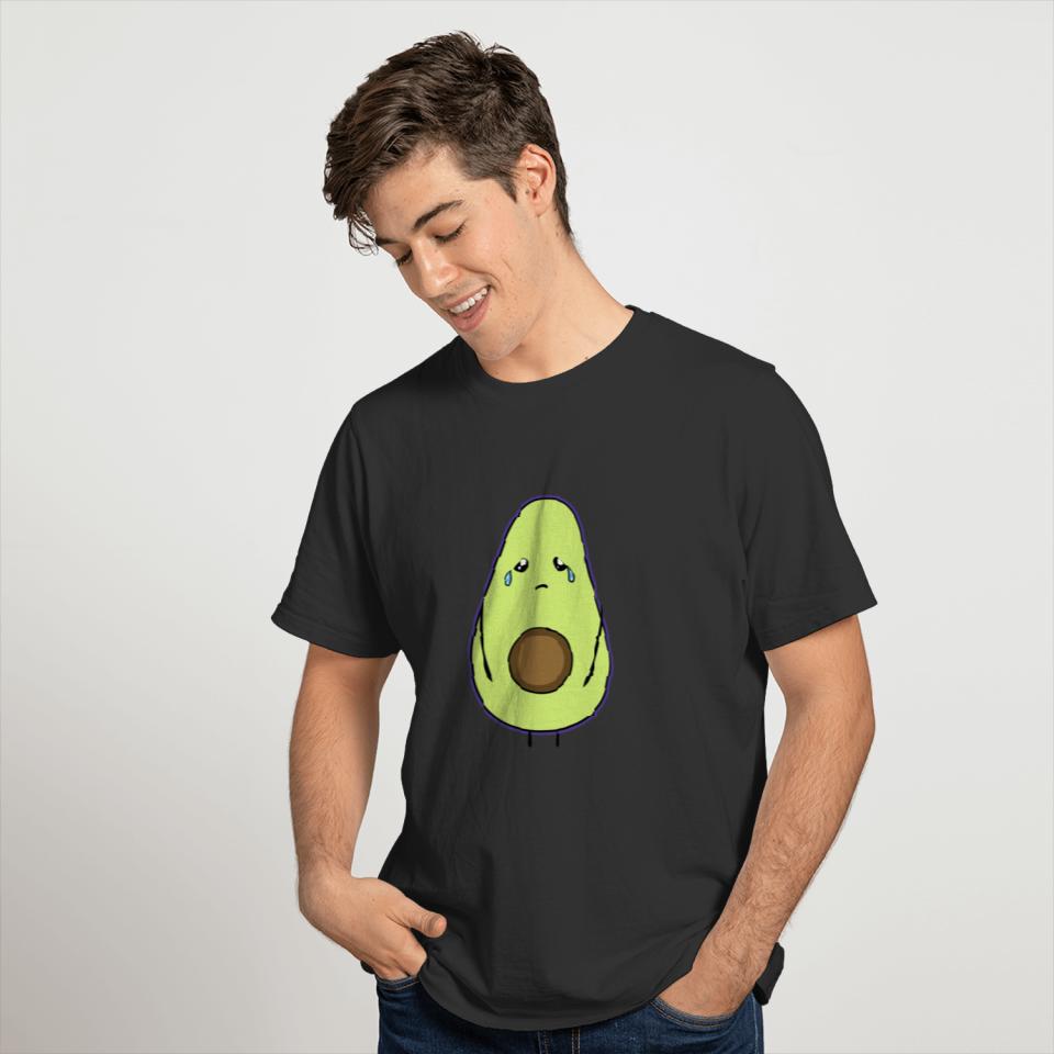 sad avocado sad crying cartoon T-shirt
