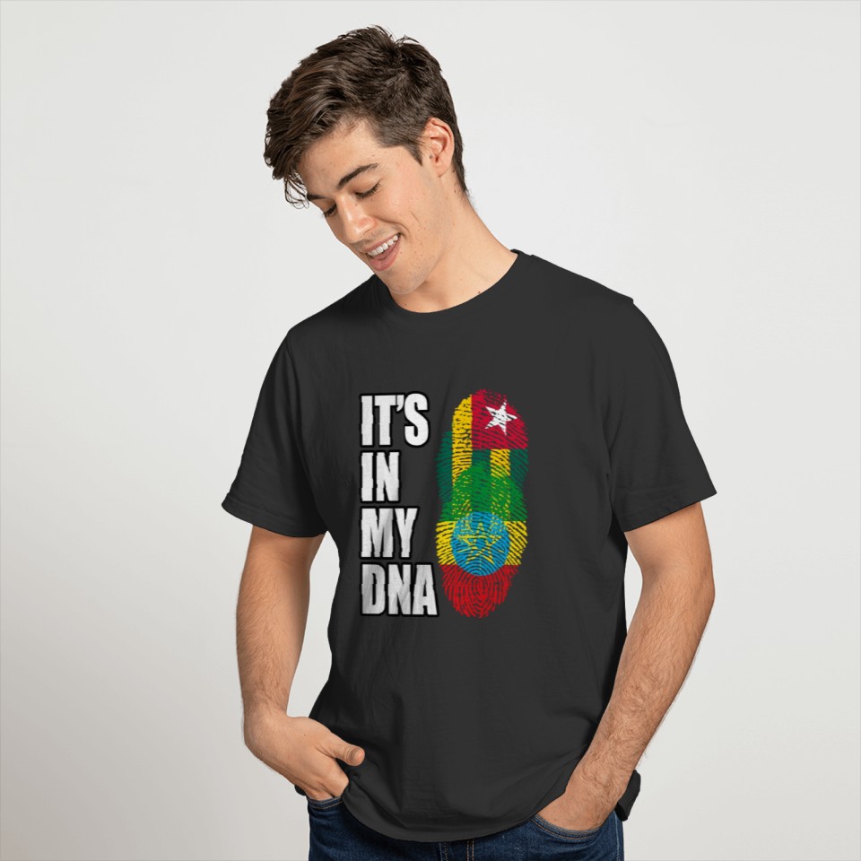 Togolese And Ethiopian Mix Heritage DNA Flag T-shirt