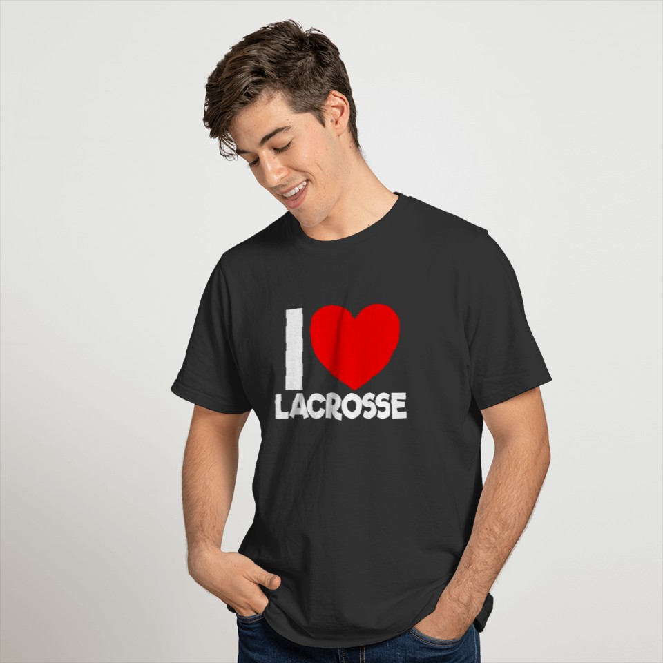 I Love Lacrosse Red Heart Lacrosse Lover Lacrosse T-shirt