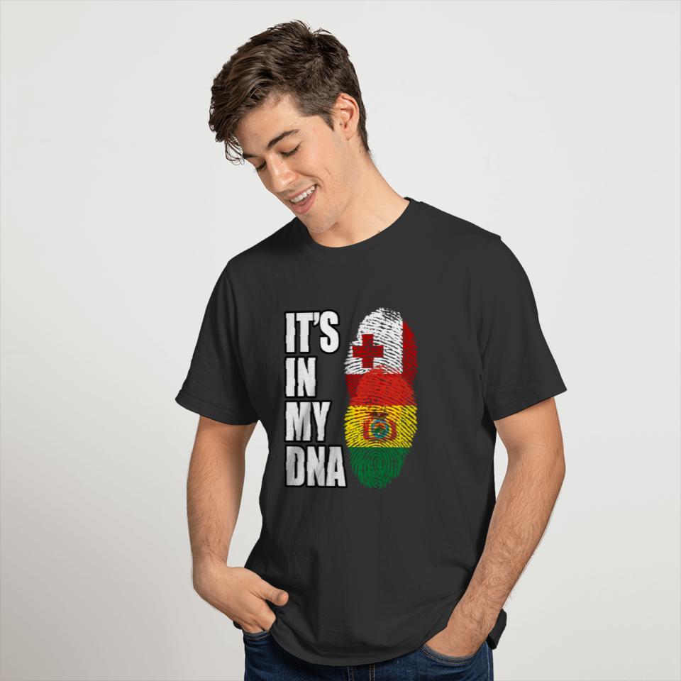 Tongan And Bolivian Mix Heritage DNA Flag T-shirt