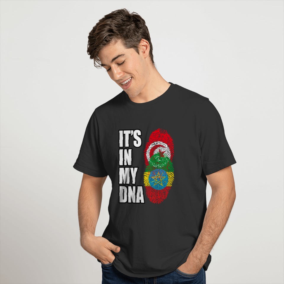 Tunisian And Ethiopian Mix Heritage DNA Flag T-shirt