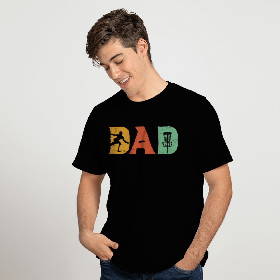 Mens Funny Disc Golf Dad Retro Fathers Day T Shirts