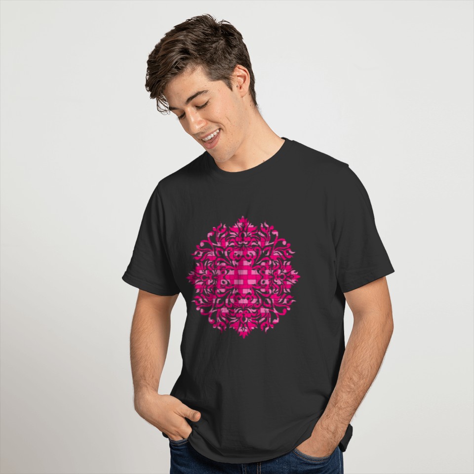 Dual pink shades flower design T Shirts