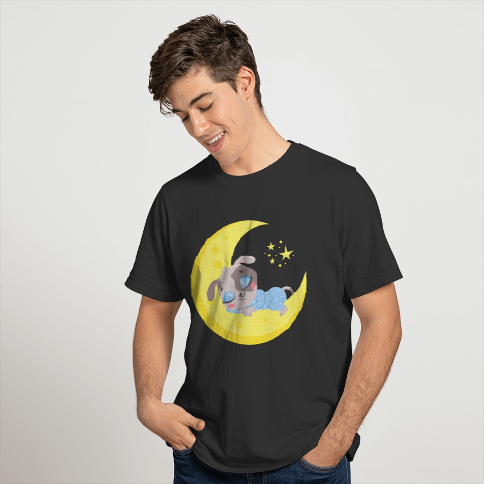 cute dog sleeping in the moon T Shirts