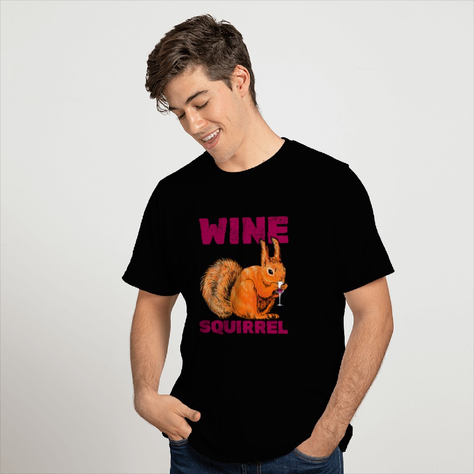 Wine Squirrel Cool Squirrel Lover Funny Squirrel T Shirts