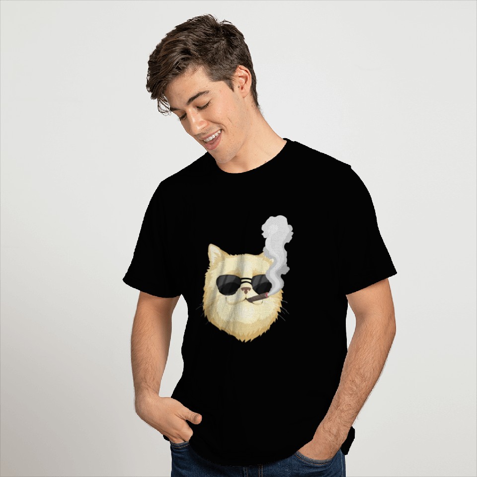Funny Cat Smoking Sigar T Shirts