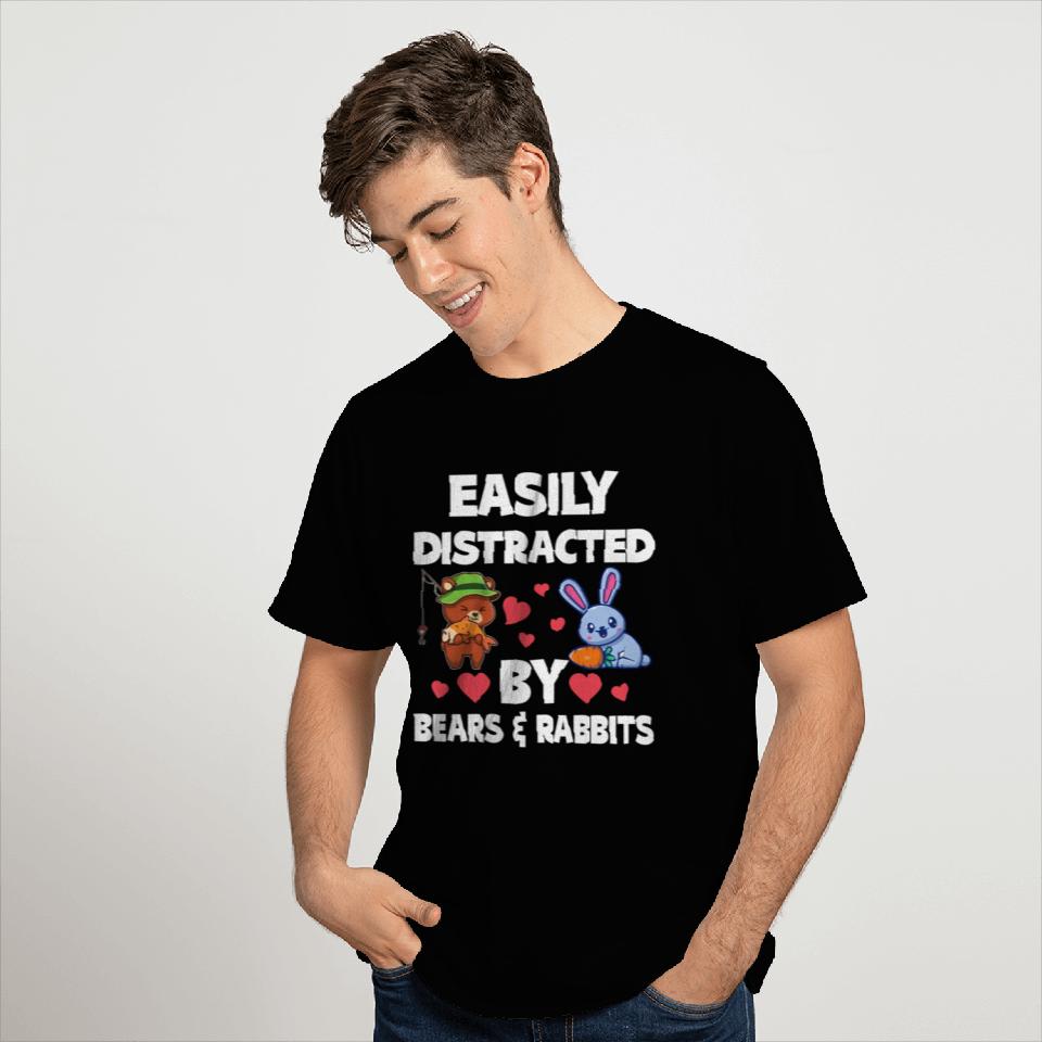 Easily Distracted By Bear Rabbit Relaxed Fit T Shirts
