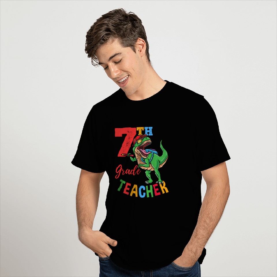7th Grade Teacher T-Rex Dinosaur Boys T Shirts