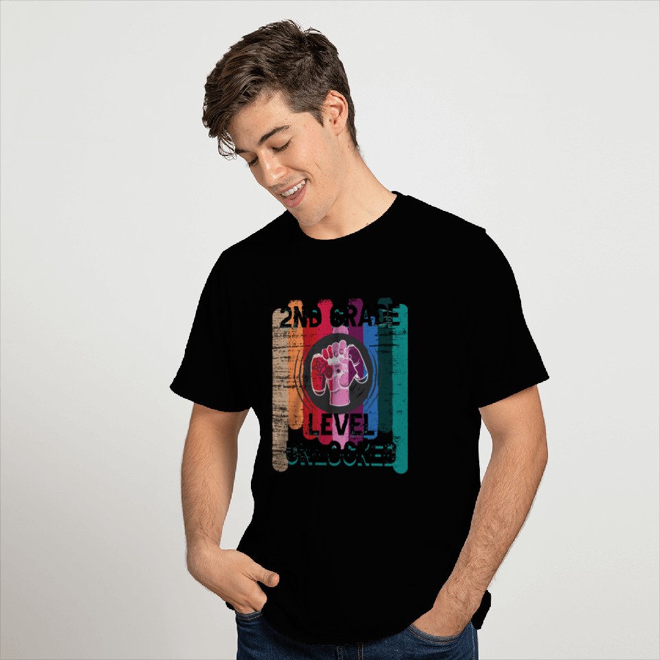2nd Grade Level Unlocked School Boy T Shirts