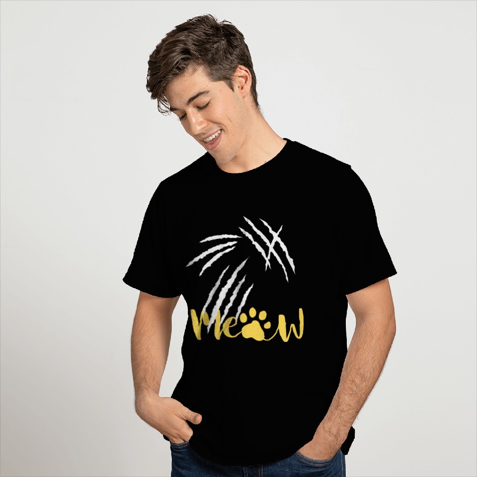 meow cat scratch T Shirts