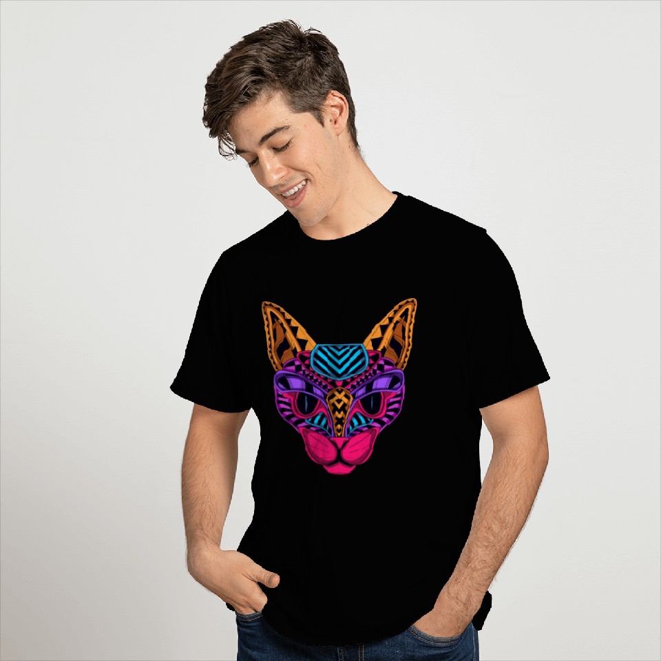 Black Neon Cat T Shirts
