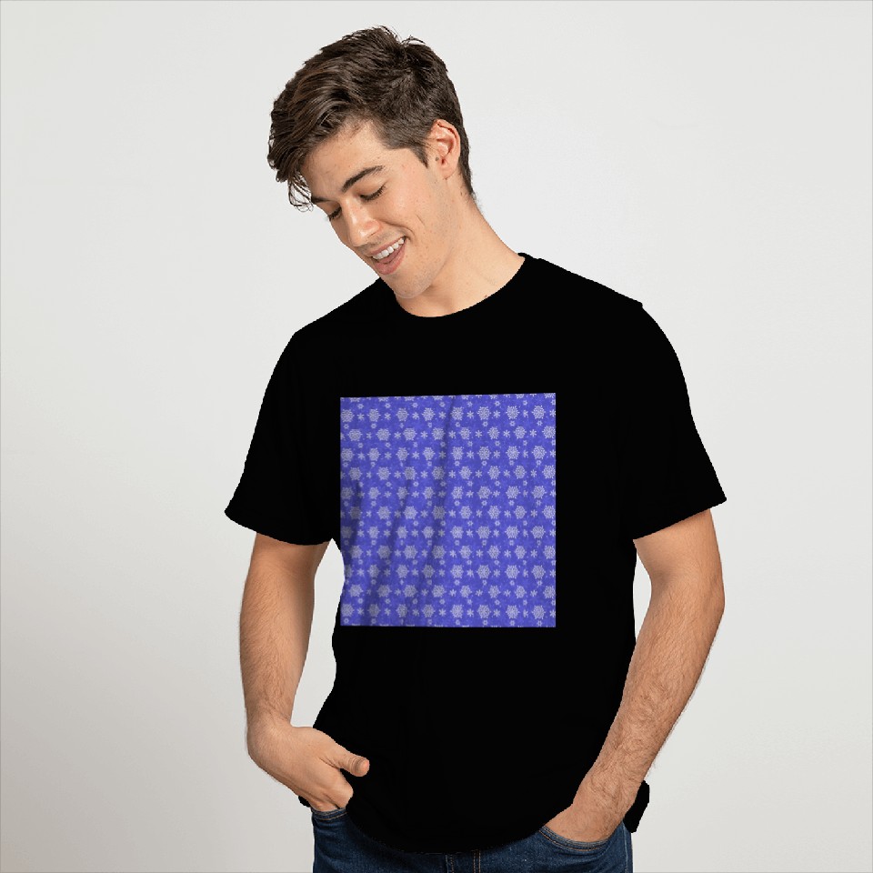 Blue Snowflakes Pattern T Shirts