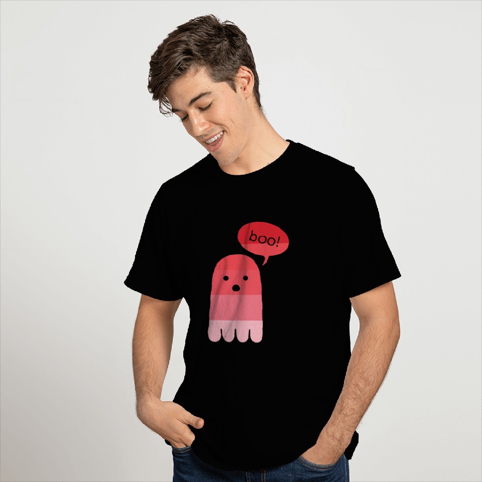 Raspberry Red Boo Ghost Halloween T Shirts