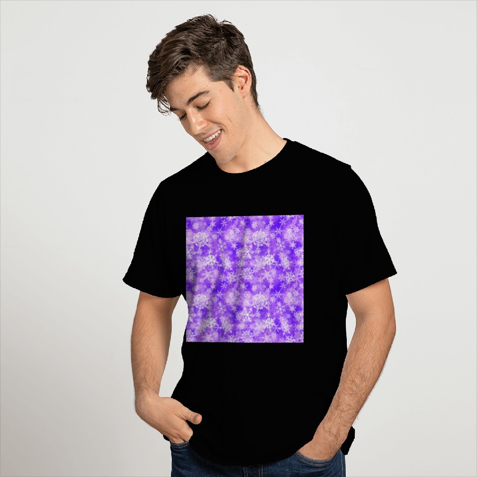 Purple White Snowflakes Pattern T Shirts