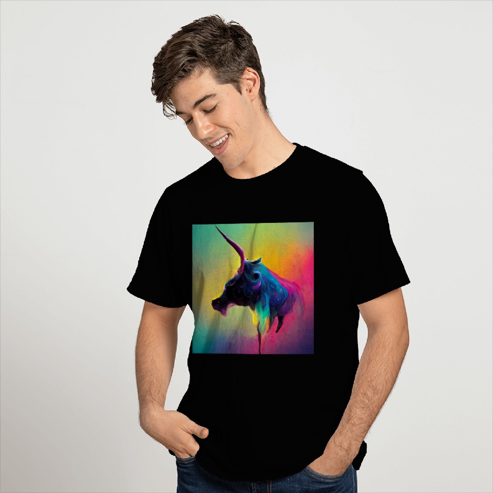 Colorful Unicorn Cow T Shirts