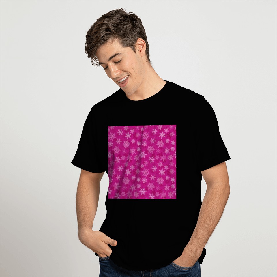 Pretty Pink Snowflakes Pattern T Shirts
