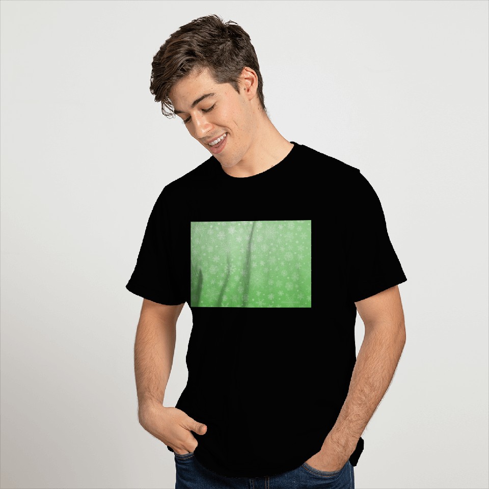 Abstract Green Snowflakes Pattern T Shirts