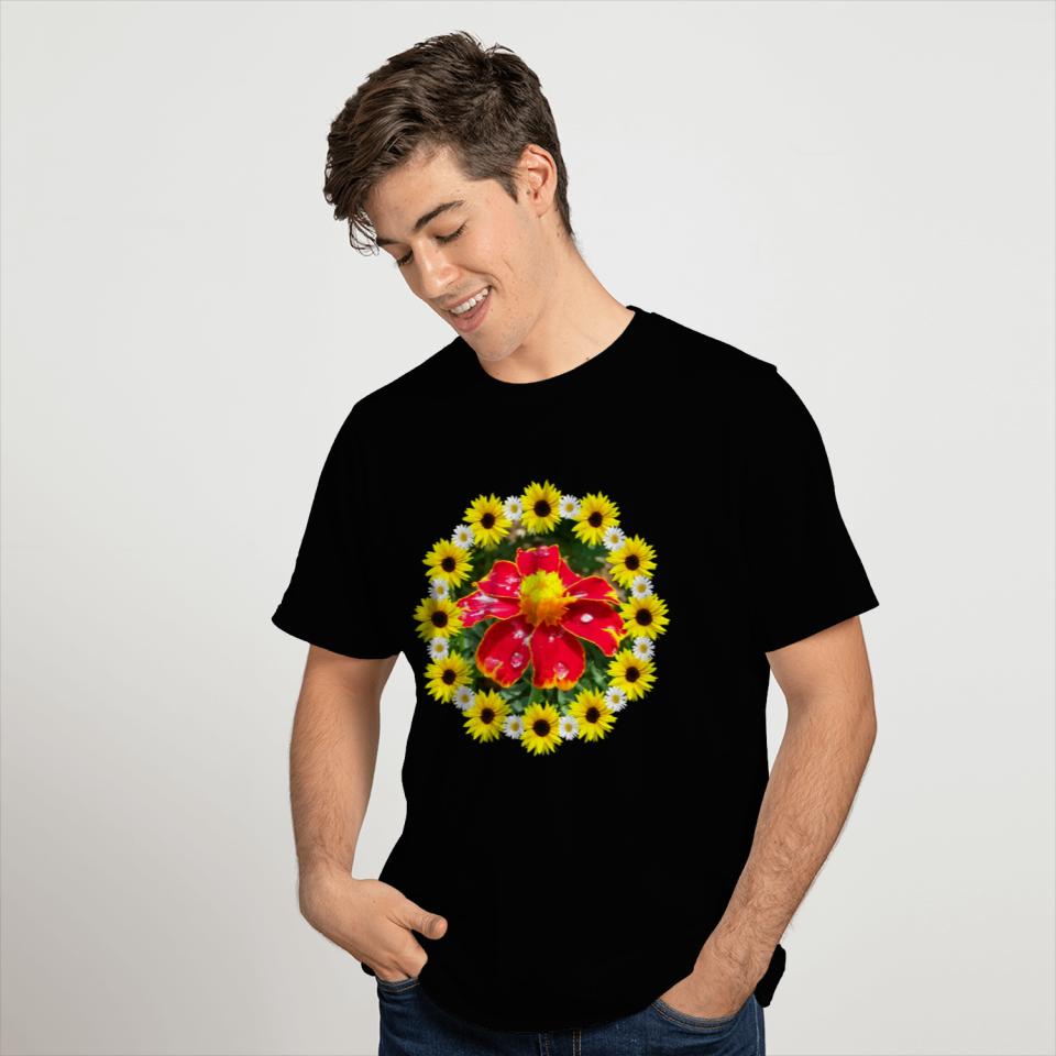 marigold flower with raindrops sunflower daisy T Shirts
