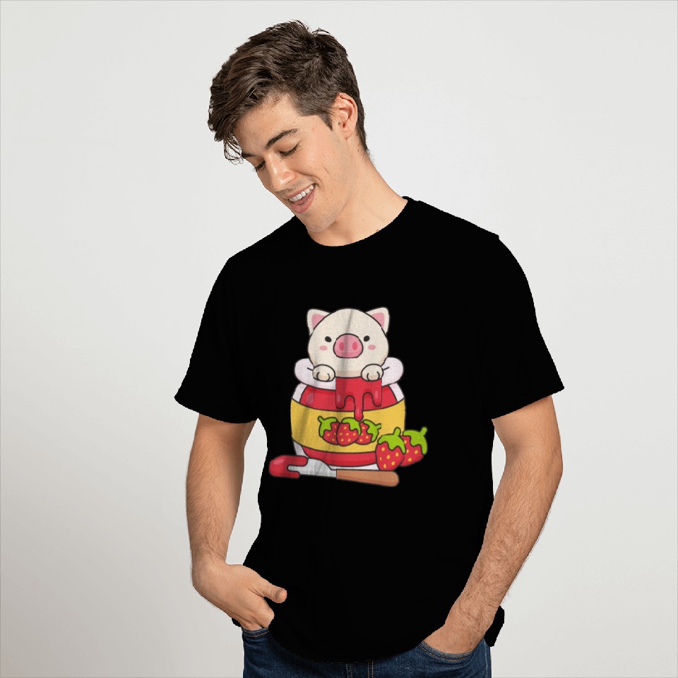 Pig in a strawberry jam jar T Shirts