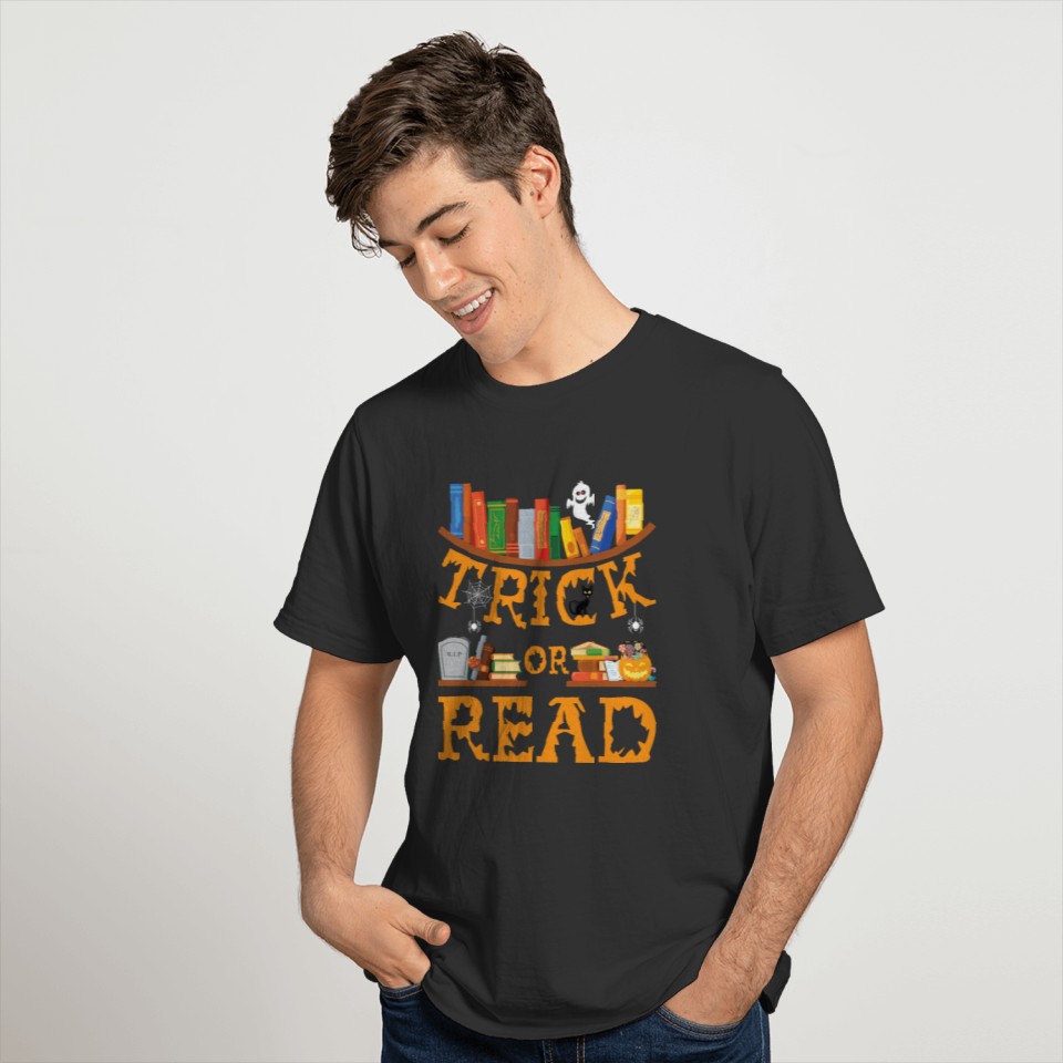 Trick or Read Funny Library Book Lovers Halloween T Shirts