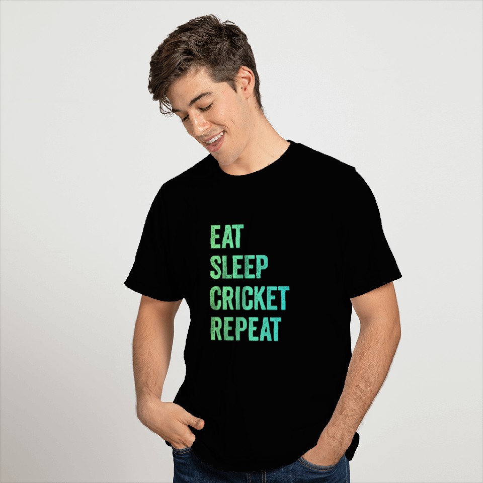 Eat sleep cricket repeat | Cricket Lover T Shirts