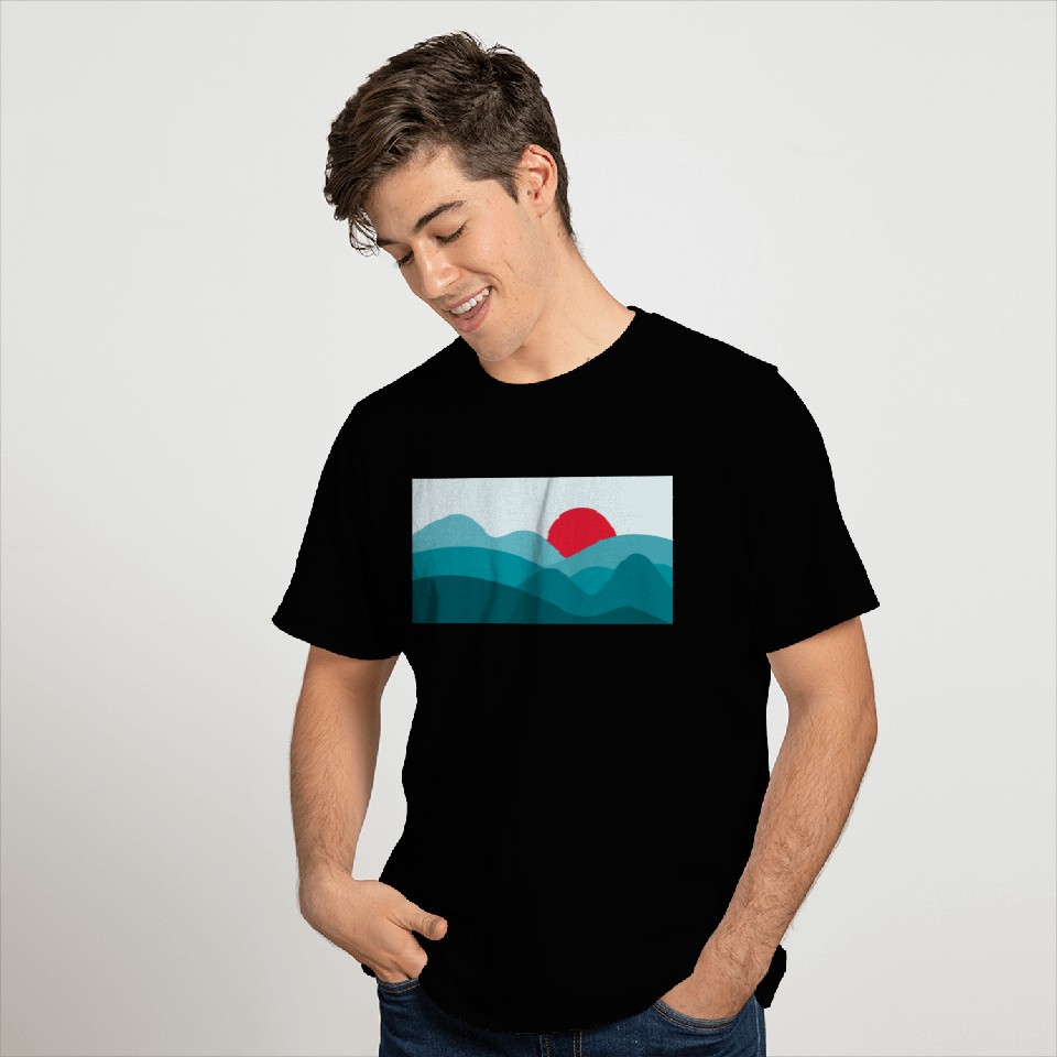 Minimalist Sun Teal Blue T Shirts