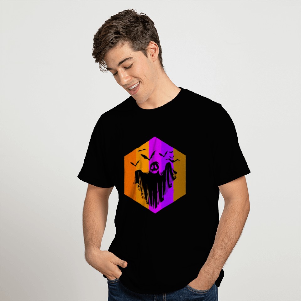 Halloween Theme Cute Ghost Bat Coffee Lover Mug T Shirts