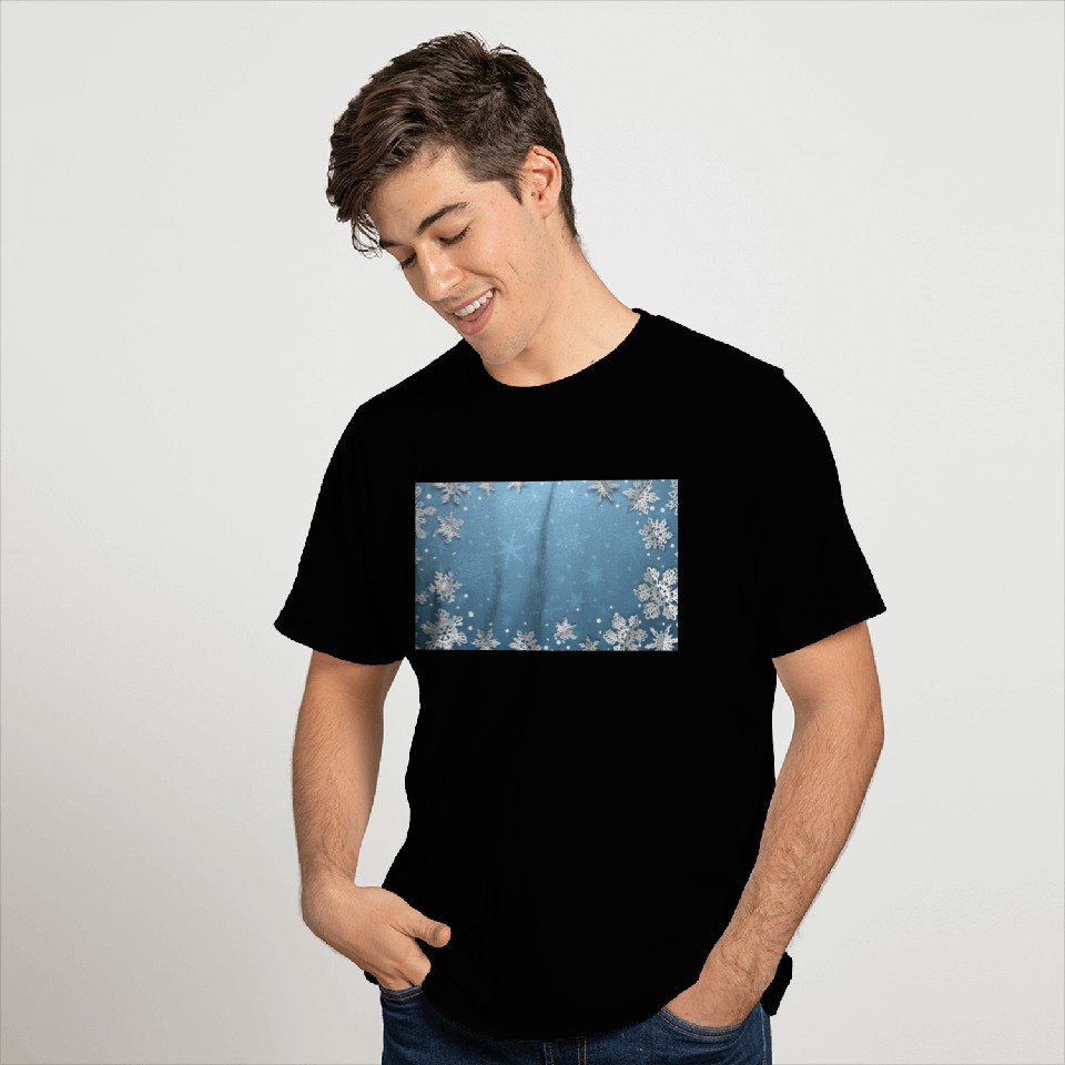 Winter Snowflakes Blue Pattern T Shirts